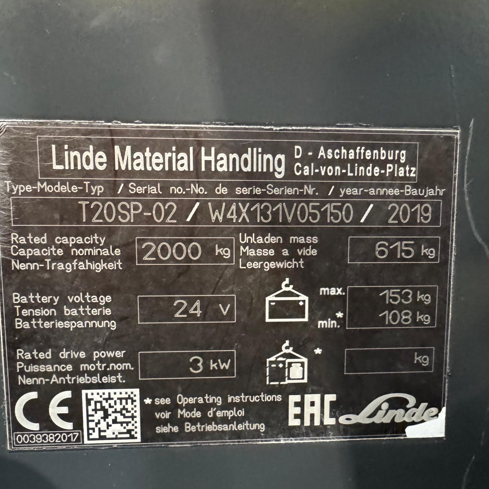 Pallet Truck Linde T20SP W4X131V05150 - Image 13